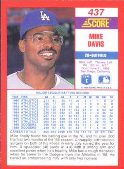 1990 Score #437 Mike Davis Back
