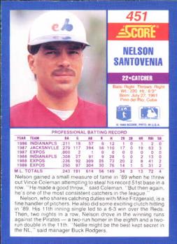 1990 Score #451 Nelson Santovenia Back