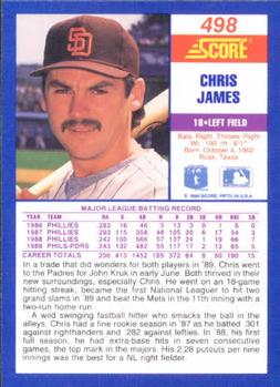 1990 Score #498 Chris James Back