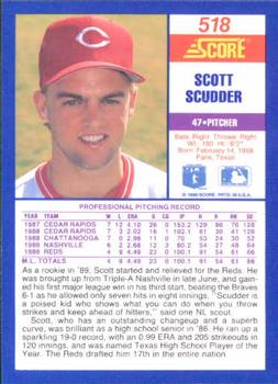 1990 Score #518 Scott Scudder Back