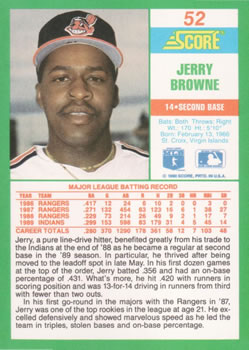1990 Score #52 Jerry Browne Back