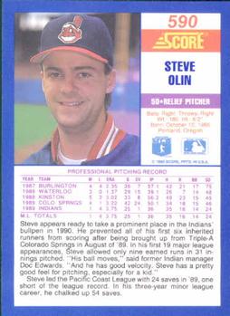 1990 Score #590 Steve Olin Back