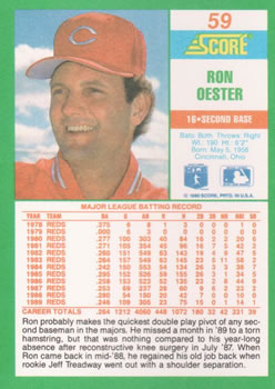 1990 Score #59 Ron Oester Back