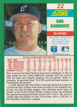 1990 Score #22 Ron Karkovice Back