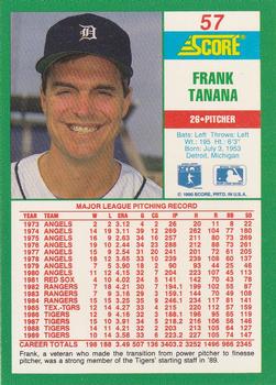1990 Score #57 Frank Tanana Back