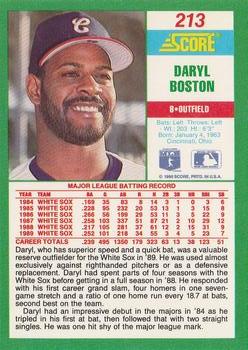 1990 Score #213 Daryl Boston Back