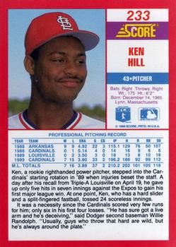 1990 Score #233 Ken Hill Back