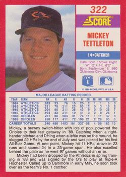 1990 Score #322 Mickey Tettleton Back