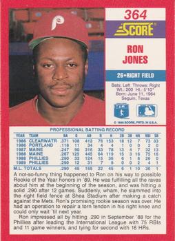 1990 Score #364 Ron Jones Back