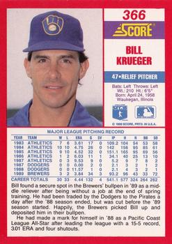 1990 Score #366 Bill Krueger Back