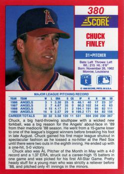 1990 Score #380 Chuck Finley Back