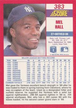 1990 Score #383 Mel Hall Back