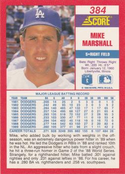 1990 Score #384 Mike Marshall Back