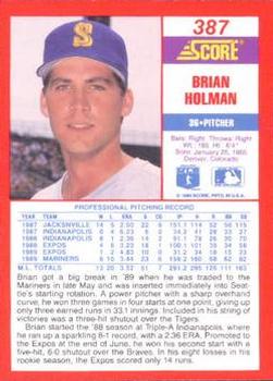1990 Score #387 Brian Holman Back