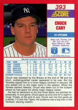 1990 Score #393 Chuck Cary Back