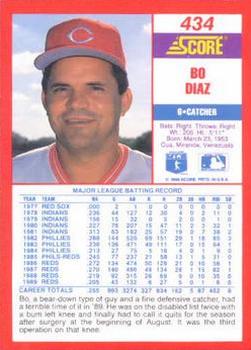 1990 Score #434 Bo Diaz Back