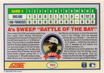 1990 Score #703 World Series Game 4 Back