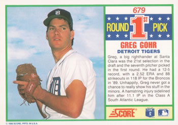 1990 Score #679 Greg Gohr Back