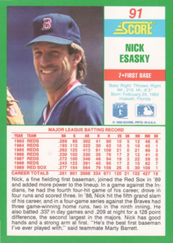 1990 Score #91 Nick Esasky Back