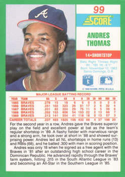 1990 Score #99 Andres Thomas Back