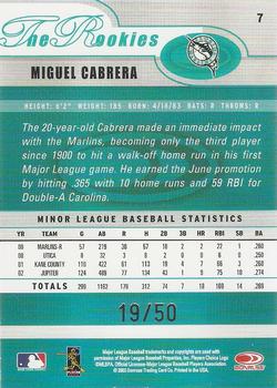 2003 Donruss/Leaf/Playoff (DLP) Rookies & Traded - 2003 Donruss Rookies & Traded Autographs #7 Miguel Cabrera Back