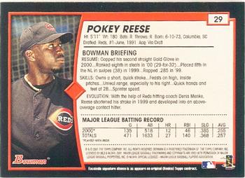 2001 Bowman #29 Pokey Reese Back