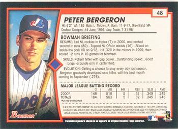 2001 Bowman #48 Peter Bergeron Back