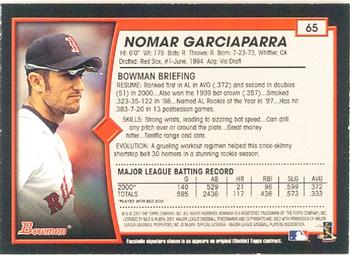 2001 Bowman #65 Nomar Garciaparra Back