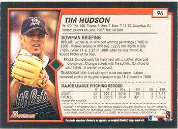 2001 Bowman #96 Tim Hudson Back
