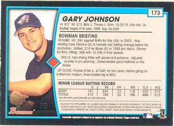 2001 Bowman #173 Gary Johnson Back