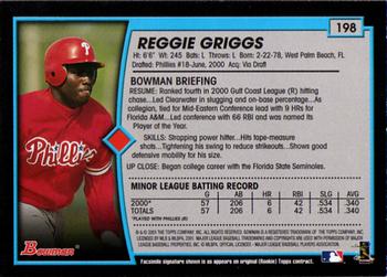 2001 Bowman #198 Reggie Griggs Back