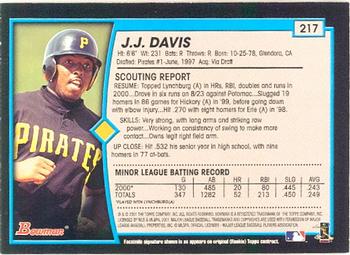 2001 Bowman #217 J.J. Davis Back