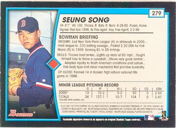 2001 Bowman #279 Seung Song Back
