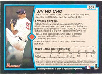 2001 Bowman #307 Jin Ho Cho Back