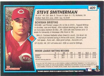 2001 Bowman #409 Steve Smitherman Back
