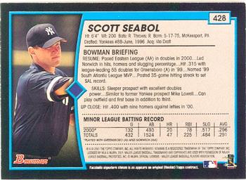 2001 Bowman #428 Scott Seabol Back