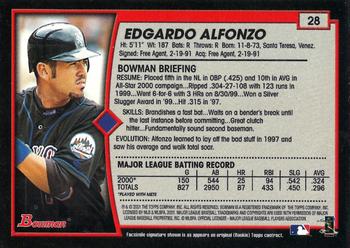 2001 Bowman #28 Edgardo Alfonzo Back