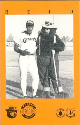 1985 Fresno Giants Smokey #18 Jay Reid Front