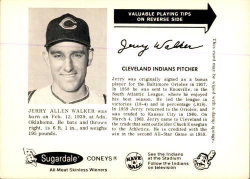 1963 Sugardale Wieners Cleveland Indians #25 Jerry Walker Front