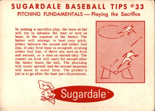 1963 Sugardale Wieners Cleveland Indians #33 Bob Allen Back