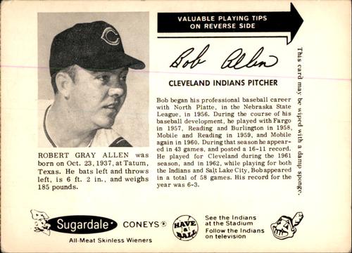 1963 Sugardale Wieners Cleveland Indians #33 Bob Allen Front