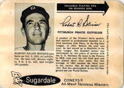 1963 Sugardale Wieners Cleveland Indians #B Bob Skinner Front