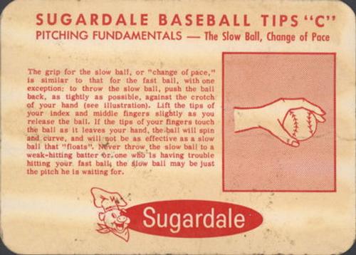 1963 Sugardale Wieners Cleveland Indians #C Don Schwall Back
