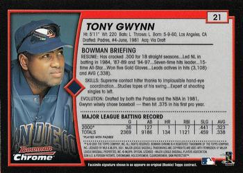 2001 Bowman Chrome #21 Tony Gwynn Back