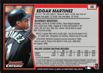 2001 Bowman Chrome #38 Edgar Martinez Back