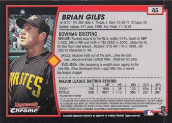 2001 Bowman Chrome #85 Brian Giles Back