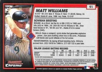 2001 Bowman Chrome #91 Matt Williams Back