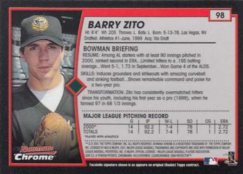 2001 Bowman Chrome #98 Barry Zito Back
