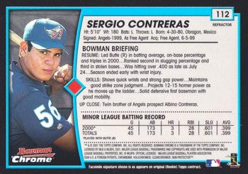2001 Bowman Chrome #112 Sergio Contreras Back