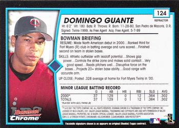2001 Bowman Chrome #124 Domingo Guante Back